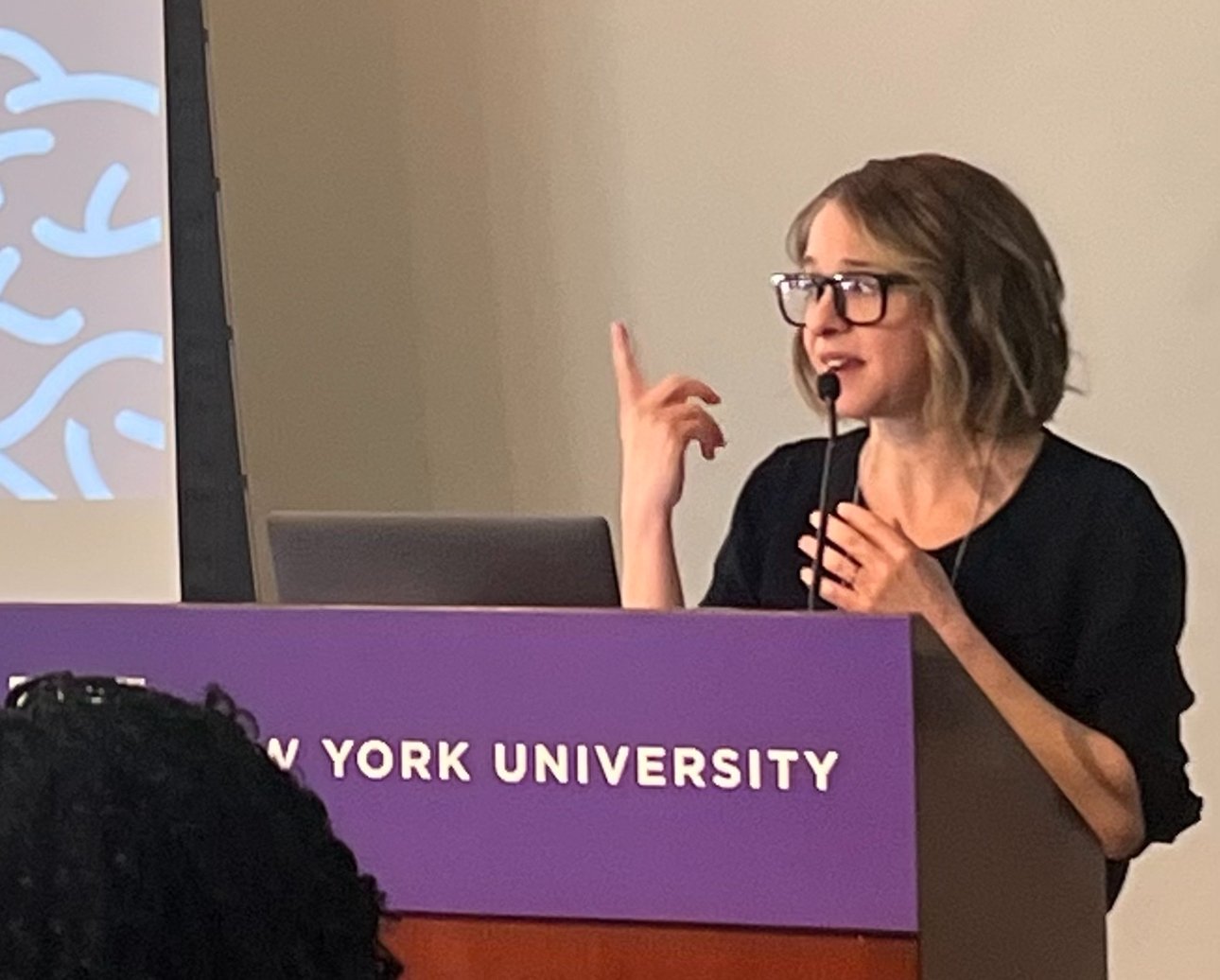 Yael giving a presentation on Listening Labs at NYU.